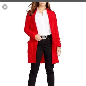 Ralph Lauren red cable open knit cardigan XS